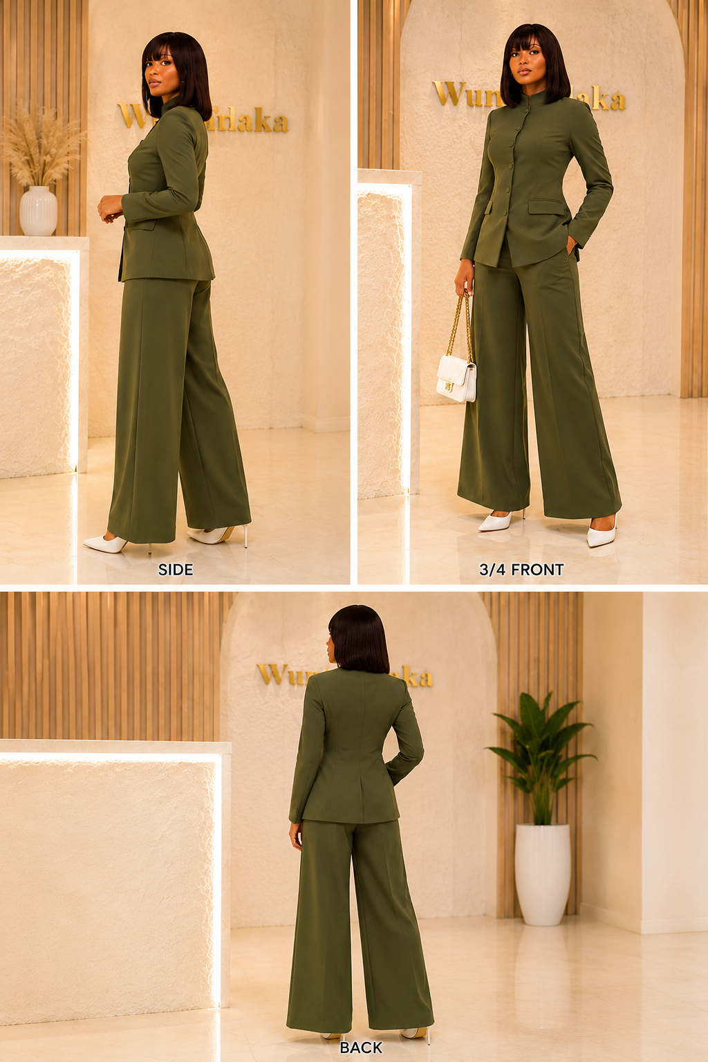 Flora Suit Set (Plain) - Army Green