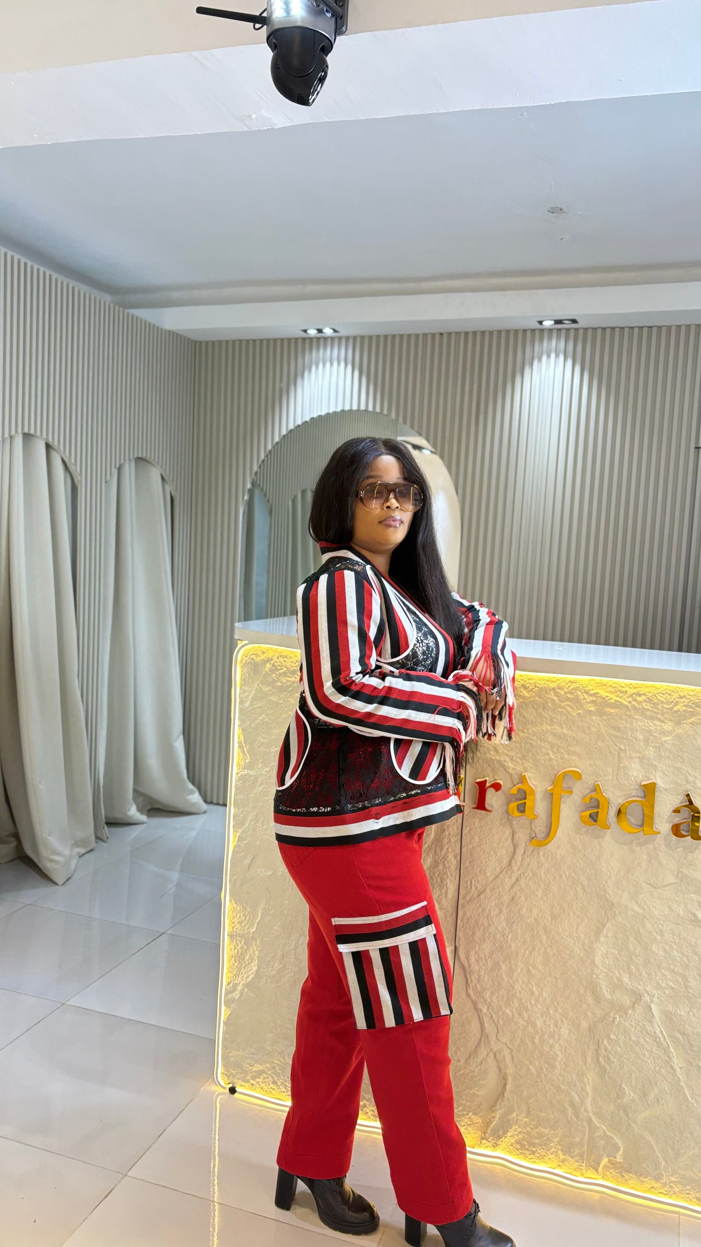 THE “TEMI” Urban Aso-Oke Outfit - RED