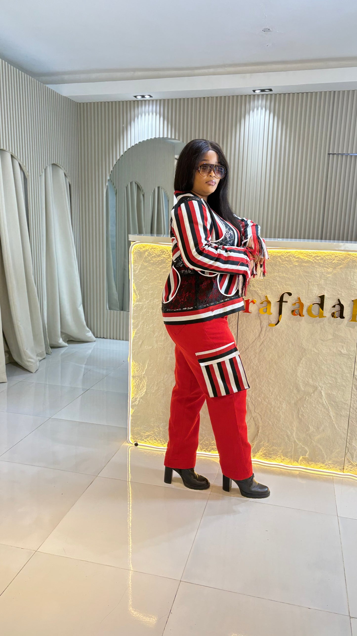 THE “TEMI” Urban Aso-Oke Outfit - RED
