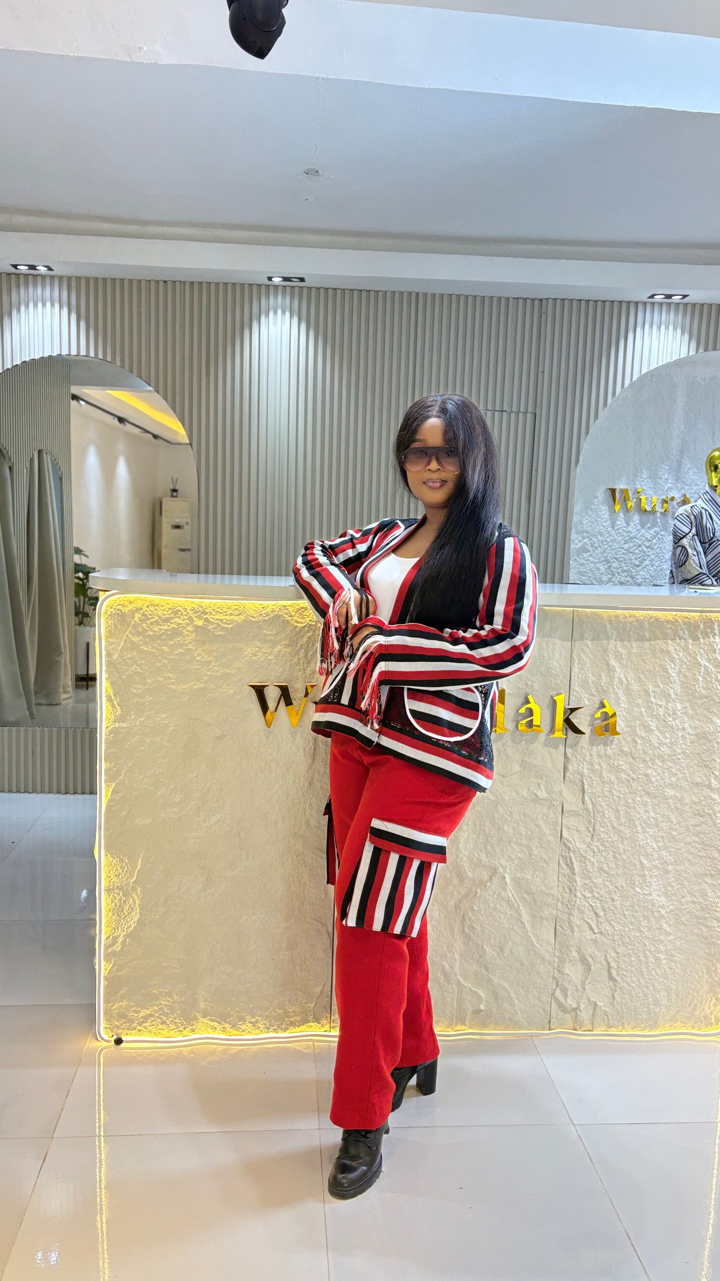 THE “TEMI” Urban Aso-Oke Outfit - RED