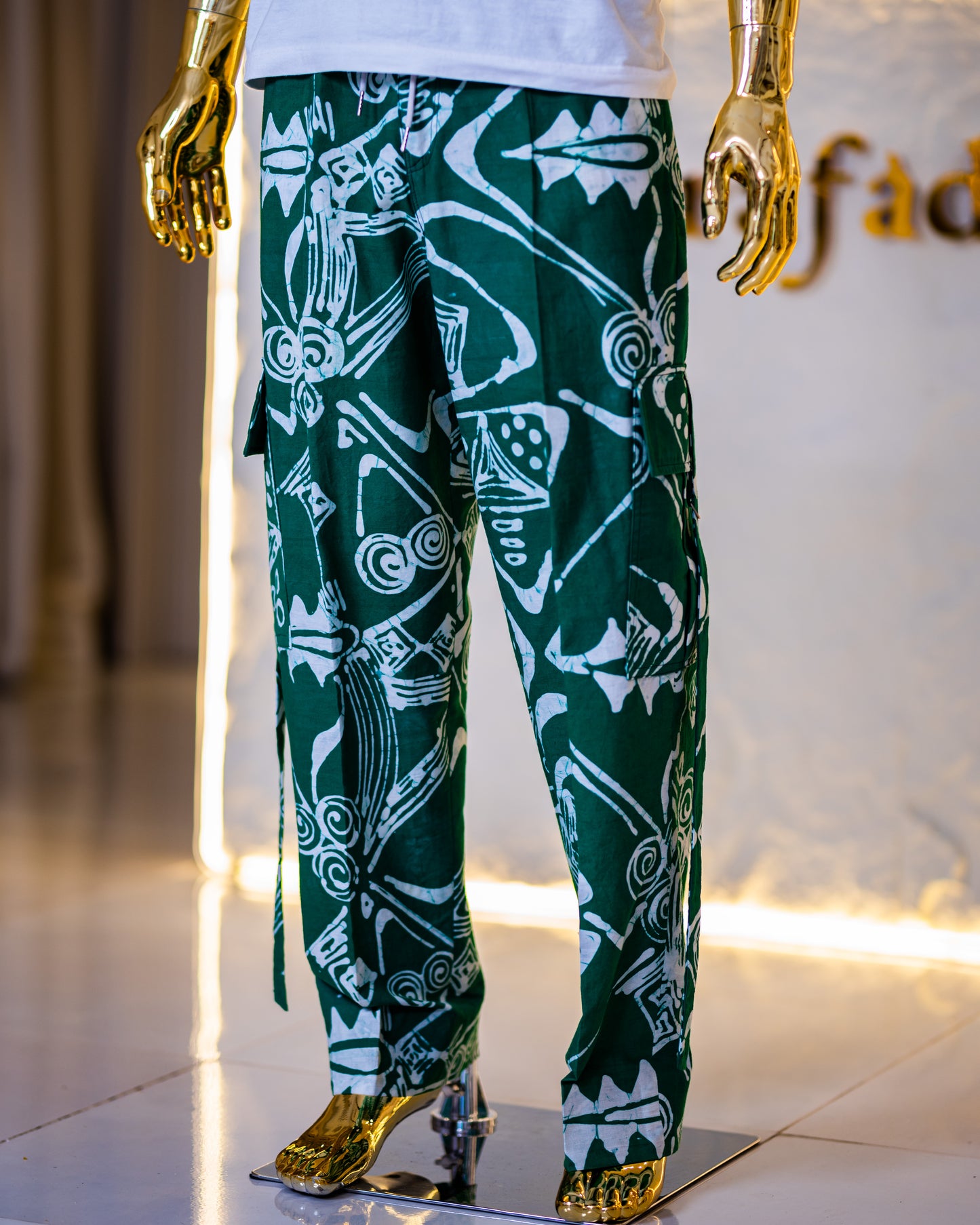 THE RUBRIC ADIRE CARGO PANTS- LIMITED EDITION (GREEN)