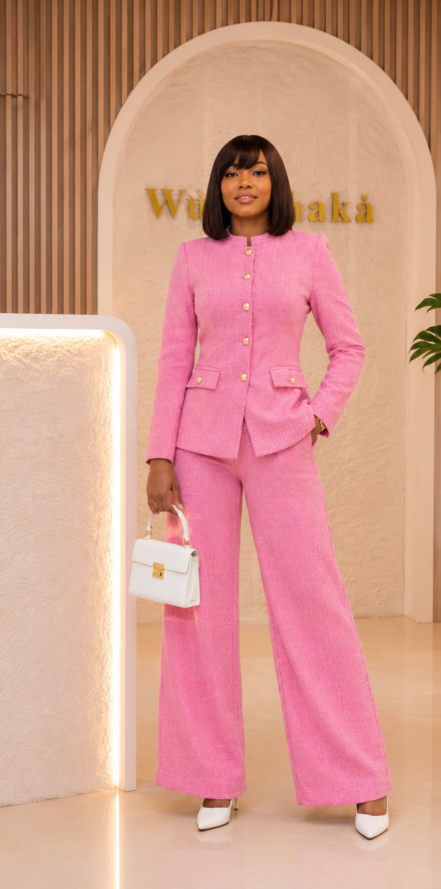 Flora Suit Set (Tweed) - Pink
