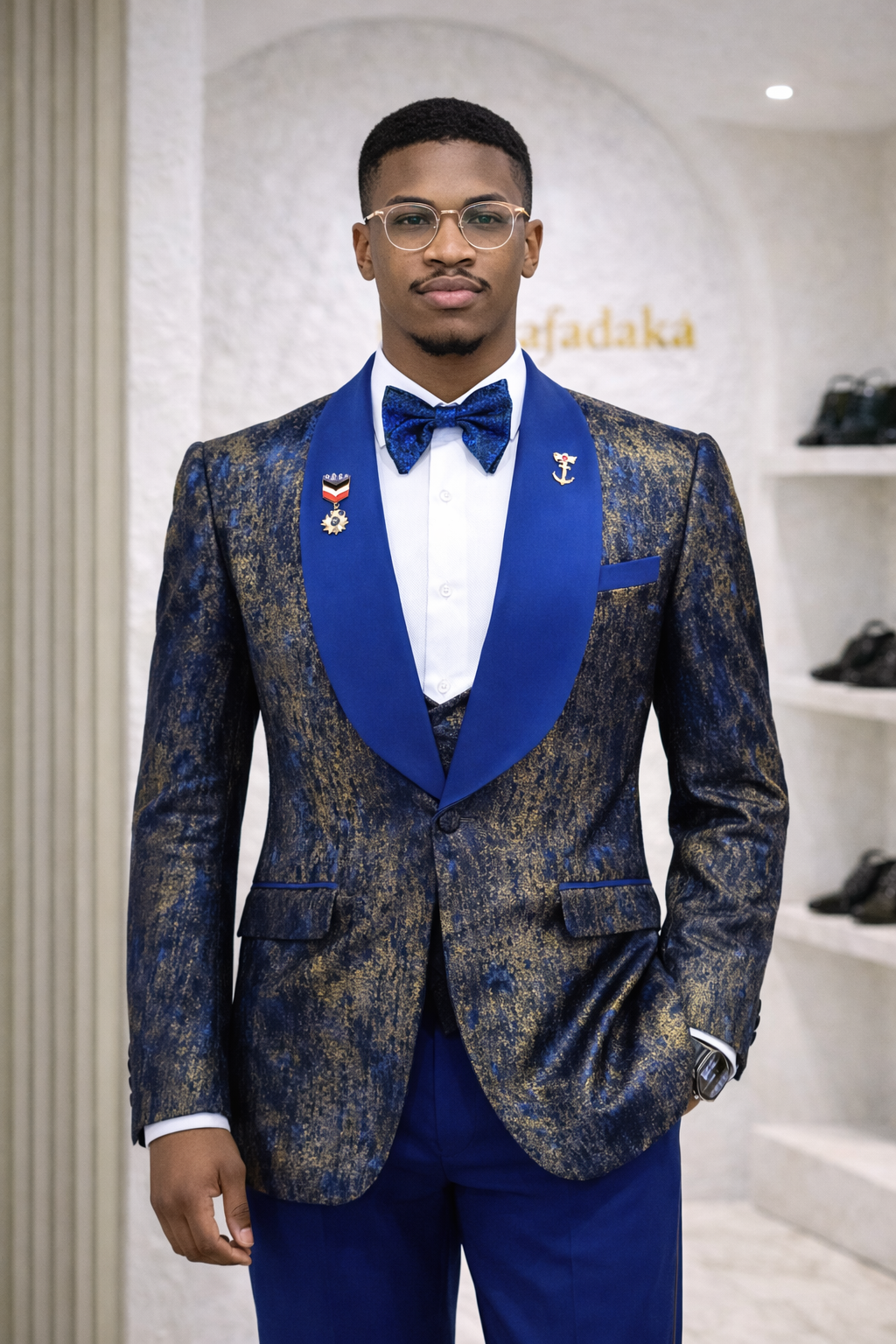 The BM jacquard tuxedo suit and tux pant