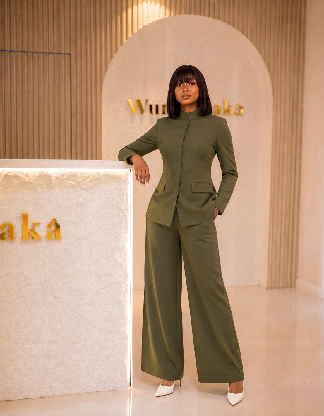 Flora Suit Set (Plain) - Army Green