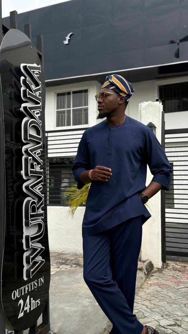 THE AFOLAMI KAFTAN - Navyblue